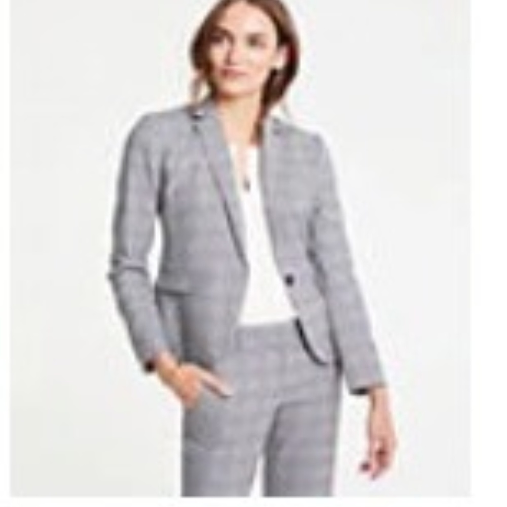 NWT Ann Taylor One Button Blazer in Glen Plaid 4P